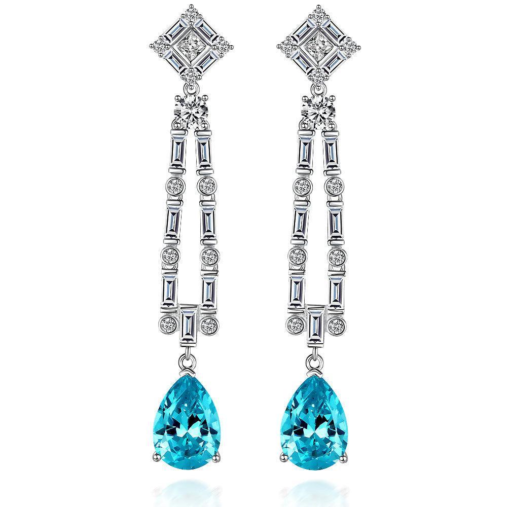 قرط الماسي طويل مرصع بحجر كريمEarringsمجوهرات ميون