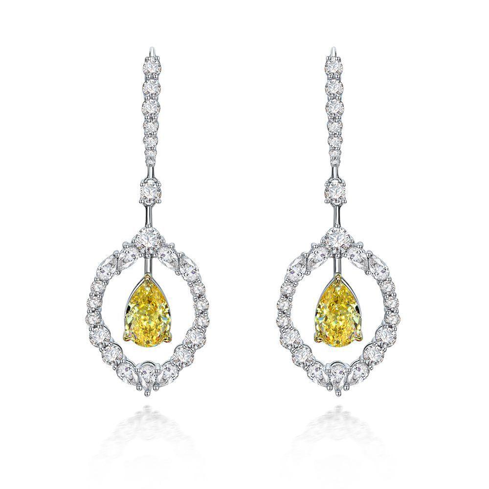 أقراط حلقة الماسة الصفراءEarringsمجوهرات ميون