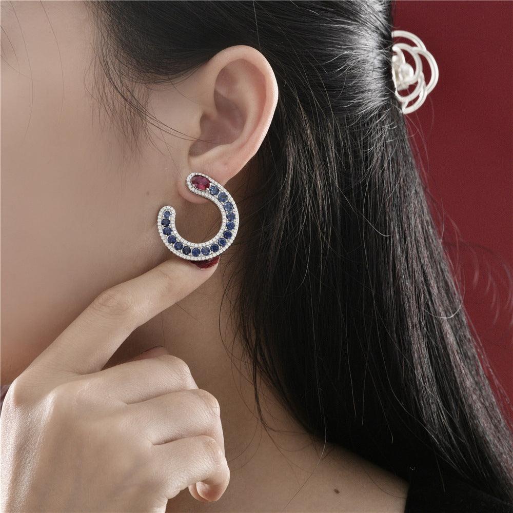 قرط فاخر فضة بشكل ثعبانEarringsمجوهرات ميون