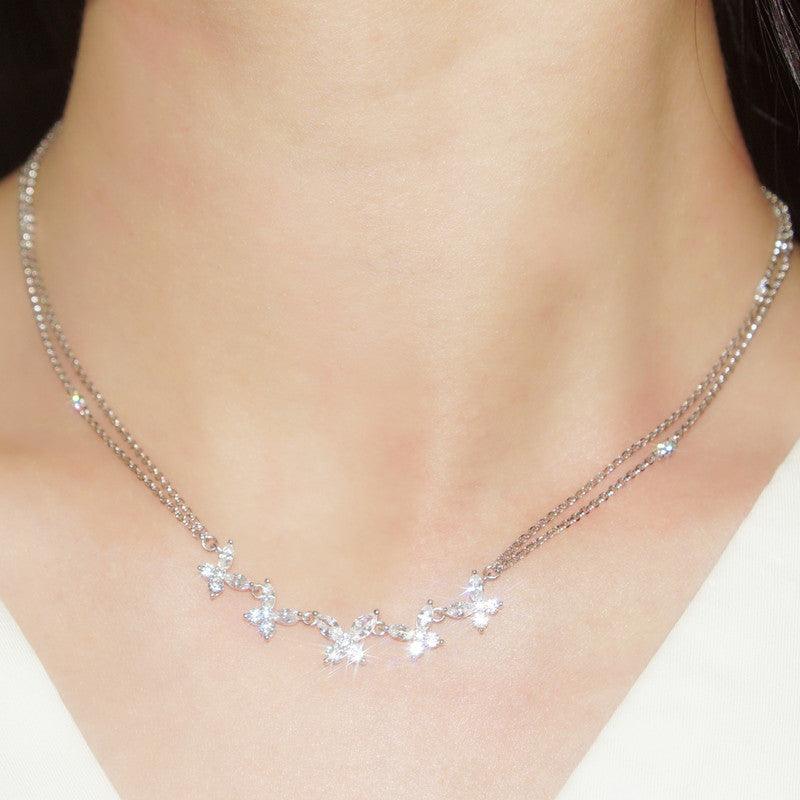 قلادة الفراشة مرصعة بالماس على شكل الترقوةNecklacesمجوهرات ميون