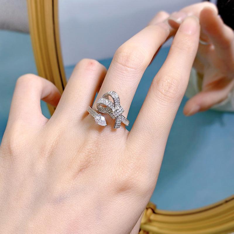 خاتم ألماس قطرة ماء 4 * 6 عالي الكربونRingsمجوهرات ميون