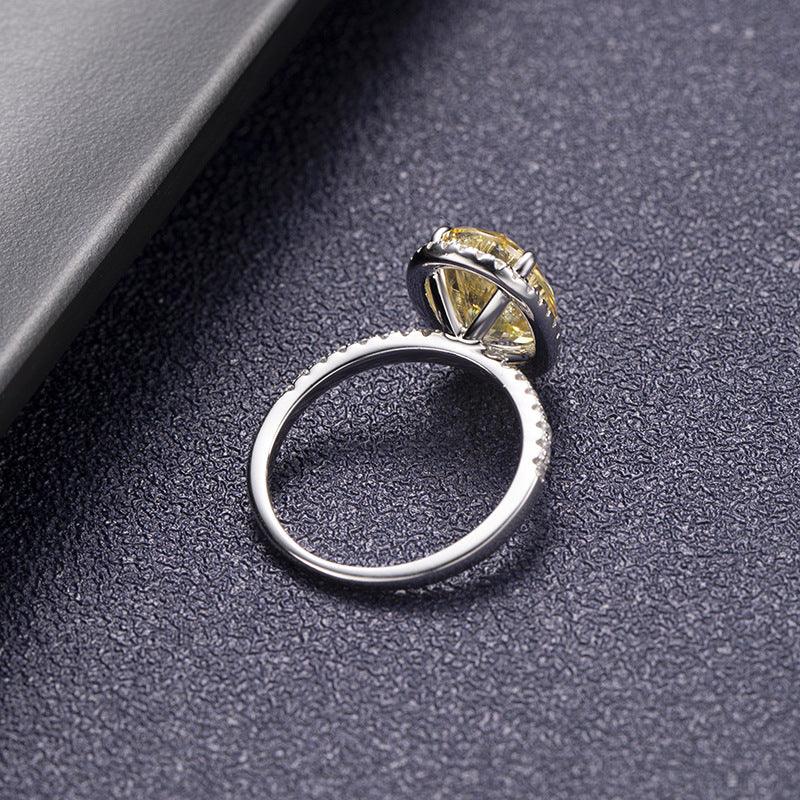 خاتم رائع فضة مرصع بالماسة صفراءRingsمجوهرات ميون