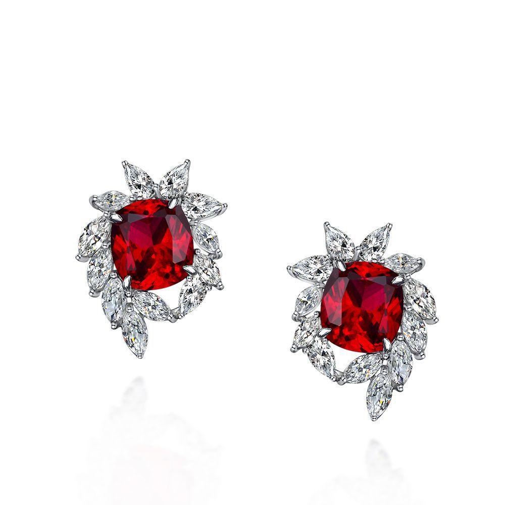 أقراط ماسية على شكل حمامة دم حمراءEarringsمجوهرات ميون