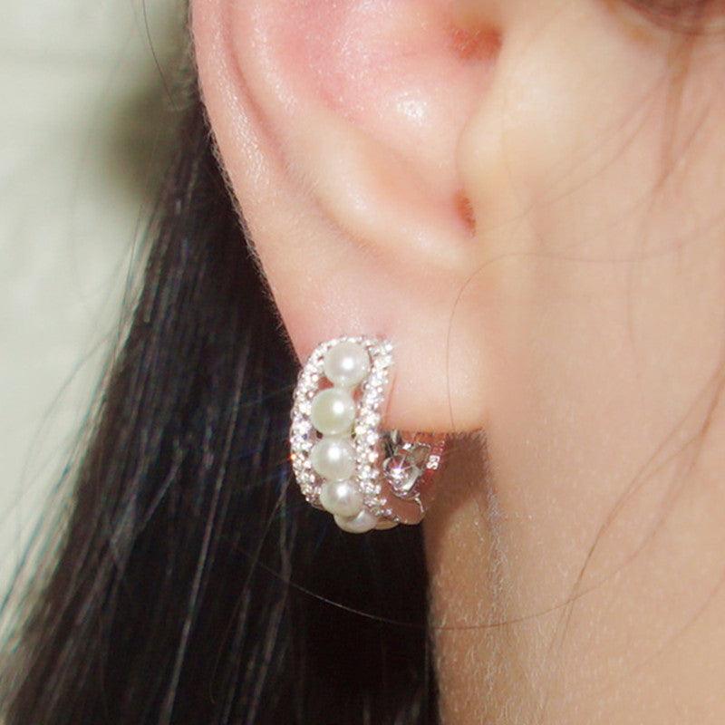 أقراط اللؤلؤ من الفضة الإسترلينيEarringsمجوهرات ميون