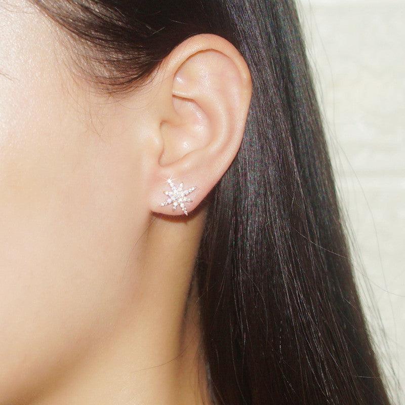 أقراط نجمة من الفضة مرصعة بالكريستال والألماسEarringsمجوهرات ميون