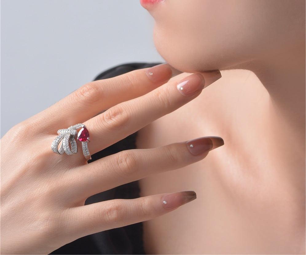خاتم الماسي قطرة الماء روبيRingsمجوهرات ميون