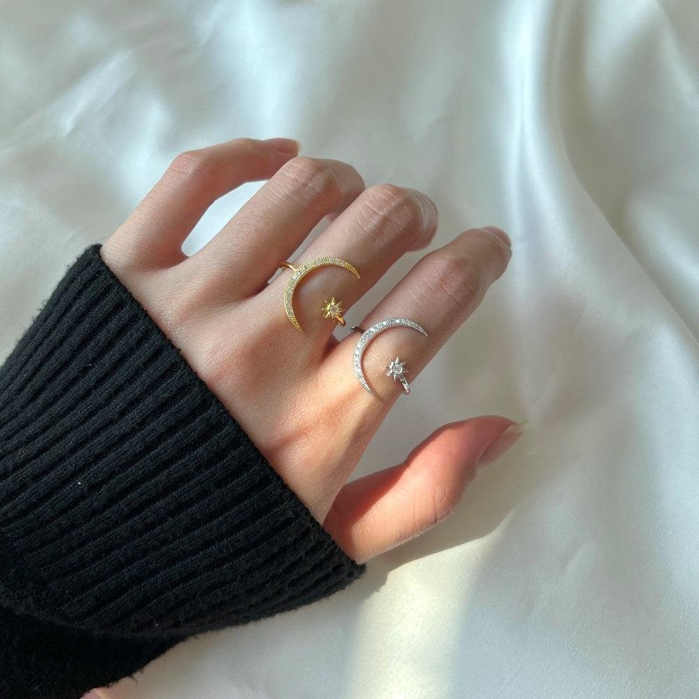 خاتم فضة نجمة القمرRingsمجوهرات ميون