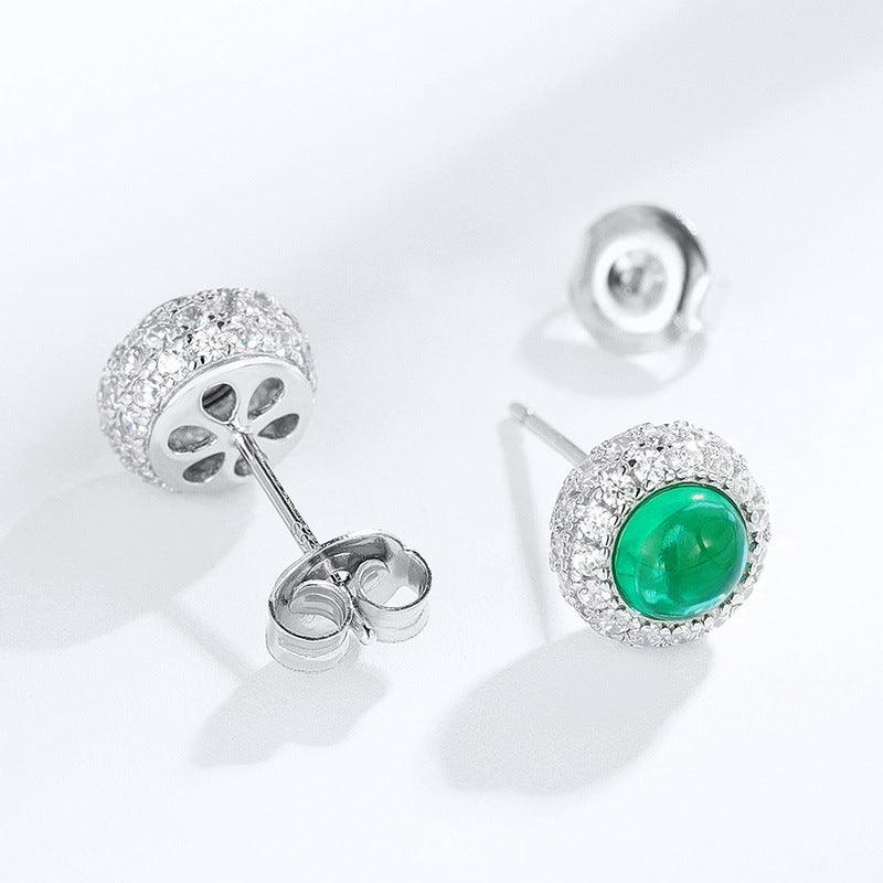 فضة أقراط الزمرد المستديرةEarringsمجوهرات ميون