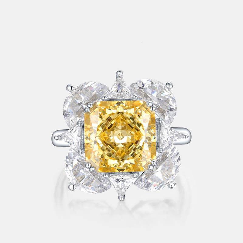 خاتم  زهرة الجليد الماس 12ct مربع 10 * 10Ringsمجوهرات ميون
