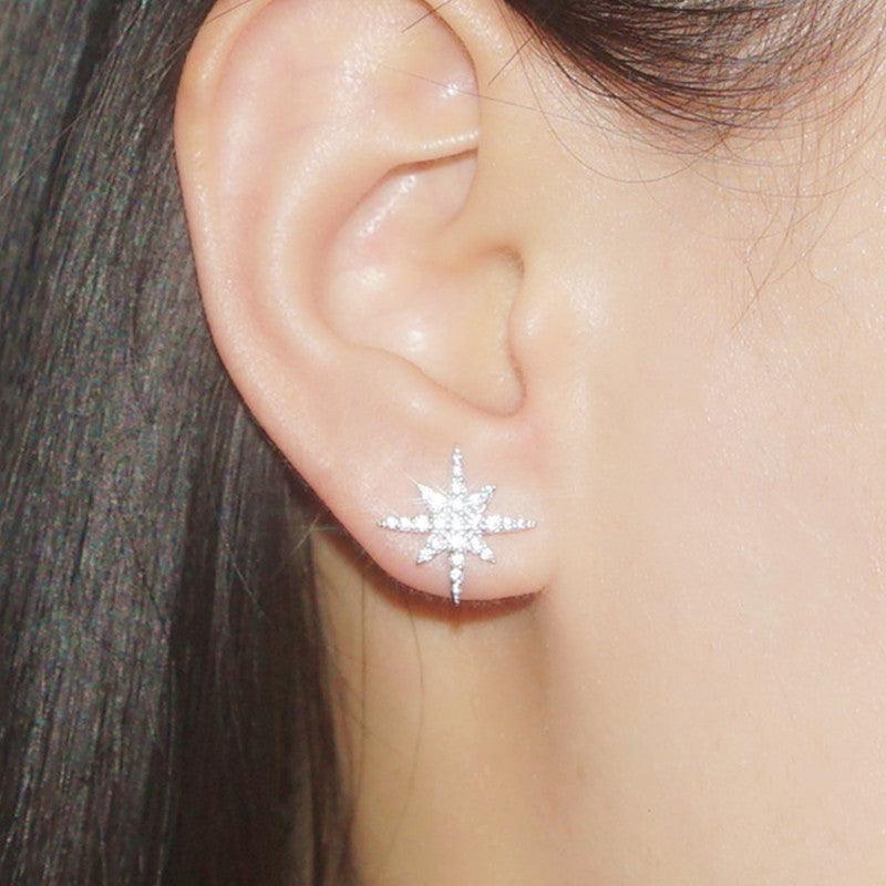 أقراط نجمة من الفضة مرصعة بالكريستال والألماسEarringsمجوهرات ميون