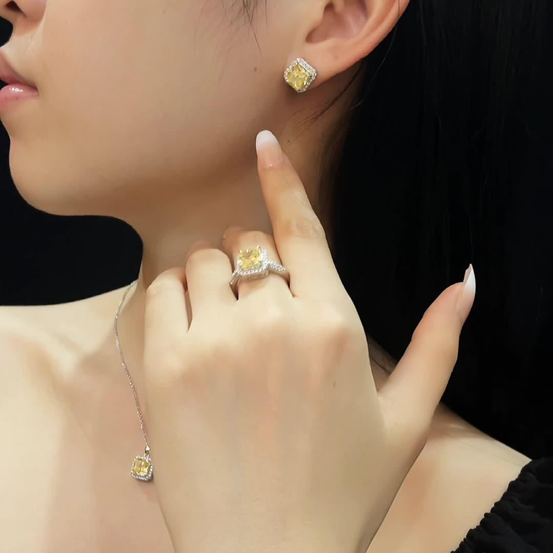 أقراط زهرة الثلج ألماس عالي الكربونEarringsمجوهرات ميون