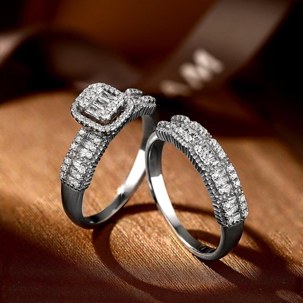 خاتم توينز فضة إسترليني شكل مربعاتRingsمجوهرات ميون