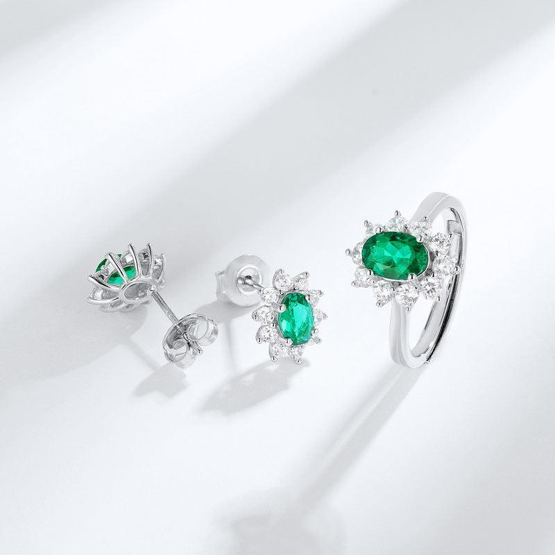 أقراط الزمرد الأنثوية تصميم رقيق أوروبيEarringsمجوهرات ميون
