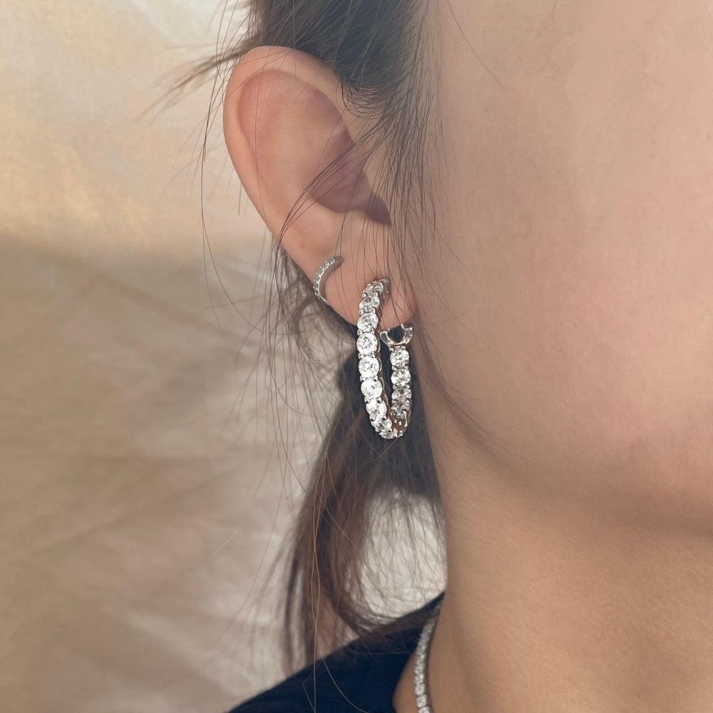 أقراط دائرية من الفضية الاسترليني مرصعEarringsمجوهرات ميون