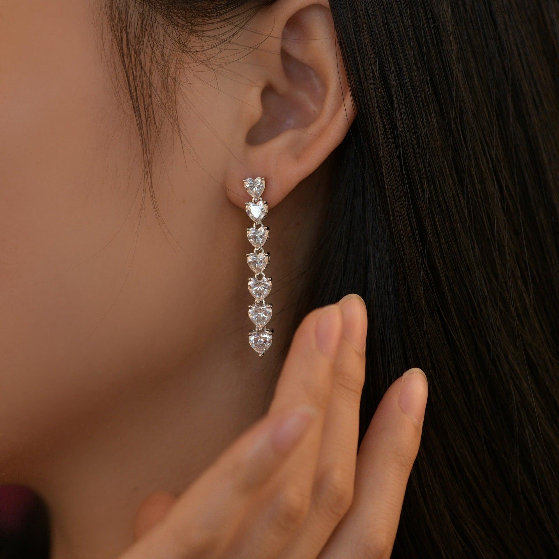 قرط الماسات القلوبEarringsمجوهرات ميون