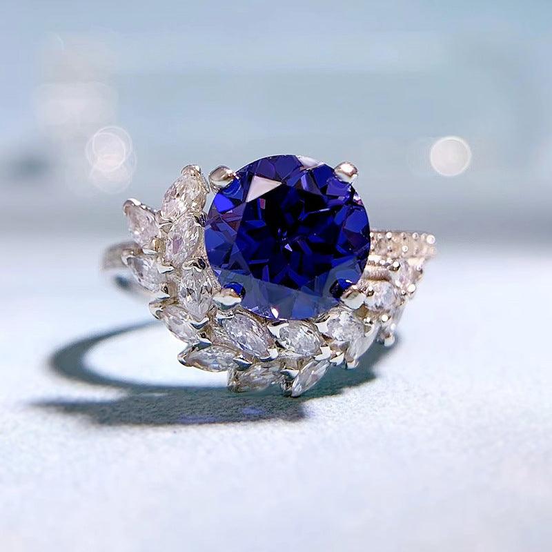 خاتم الياقوت البحري 8 مللي ماسيRingsمجوهرات ميون
