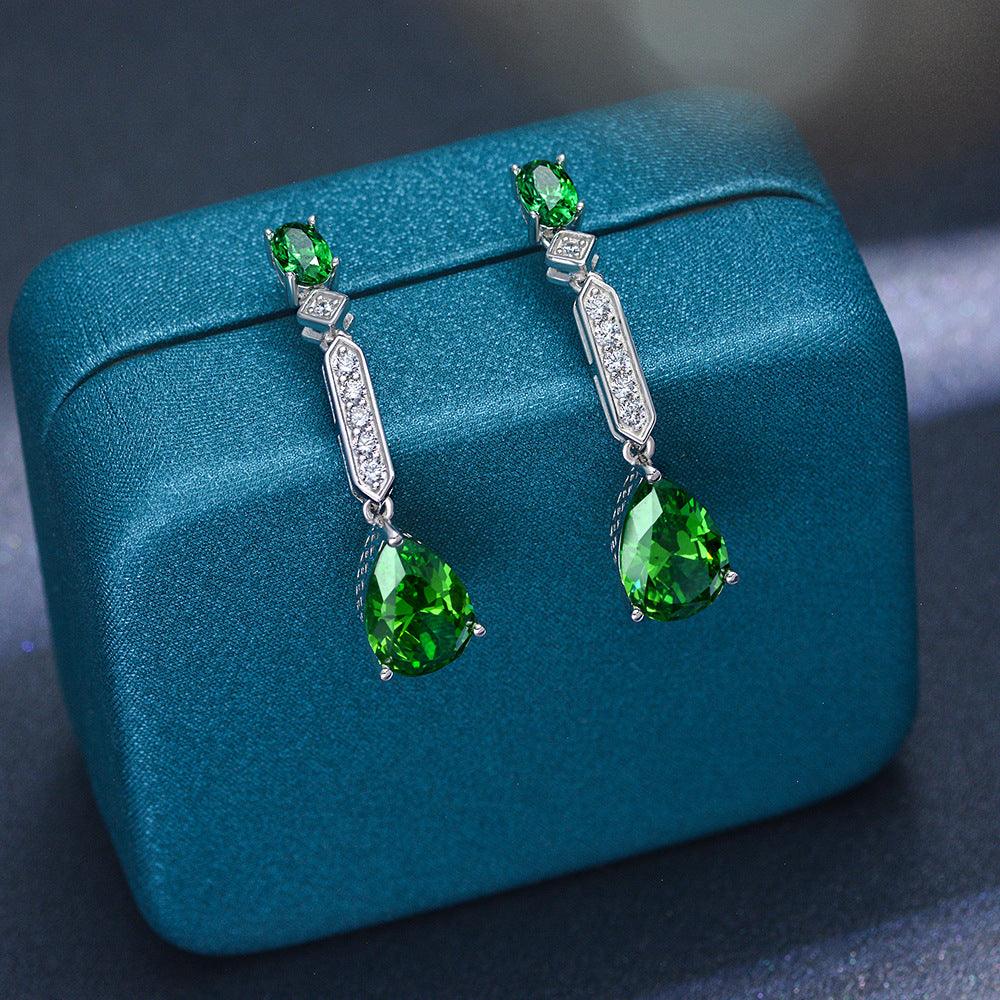 أقراط ماسية سلسلة الزمردEarringsمجوهرات ميون