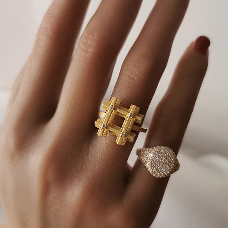 خاتم نجوم الماسي صافي مربعRingsمجوهرات ميون