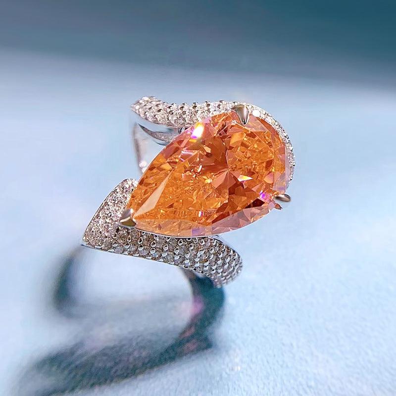 خاتم  قطرة الماء الفاخر مرصع على شكل كمثرىRingsمجوهرات ميون