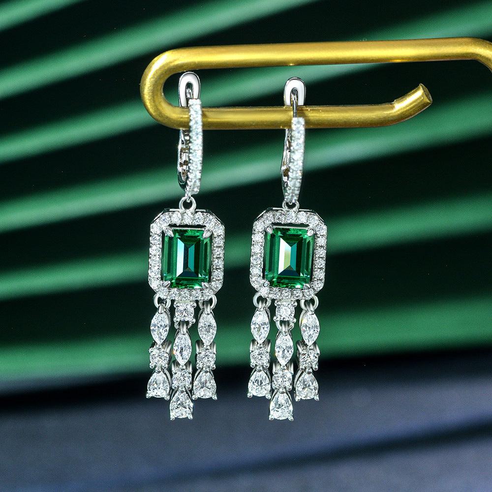 أقراط الزمرد على شكل سلسلةEarringsمجوهرات ميون