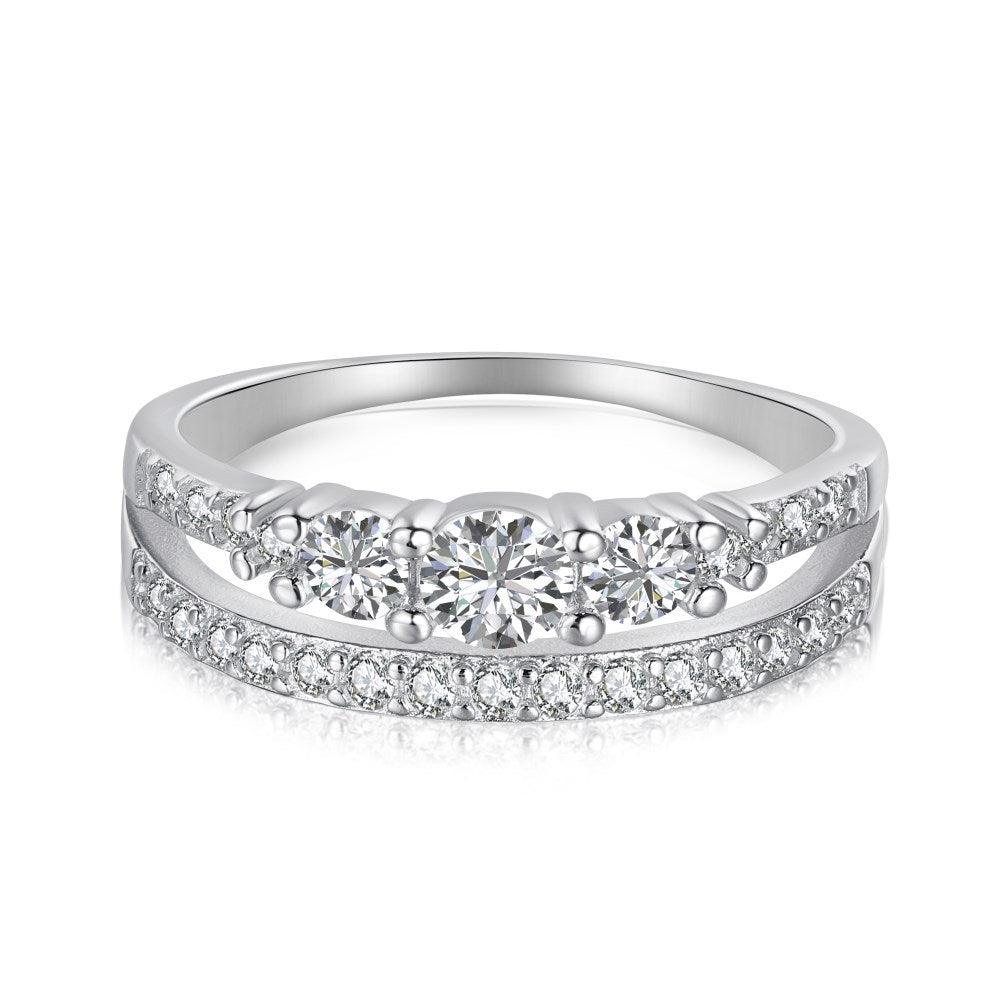 خاتم صف مزدوج الماسي من الفضةRingsمجوهرات ميون