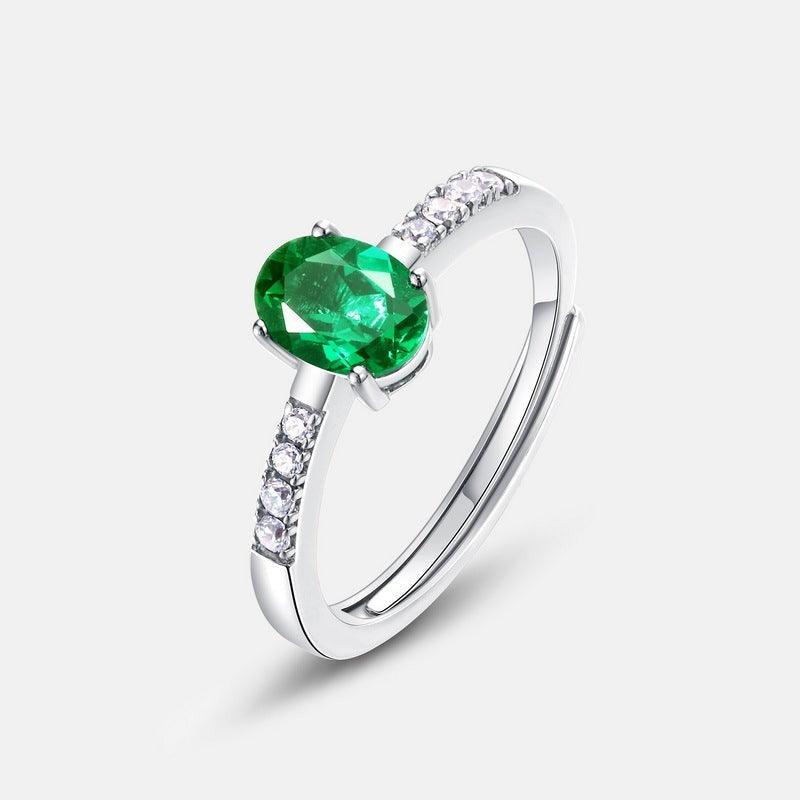 خاتم الزمرد مع حلقة فضية مرصعةRingsمجوهرات ميون