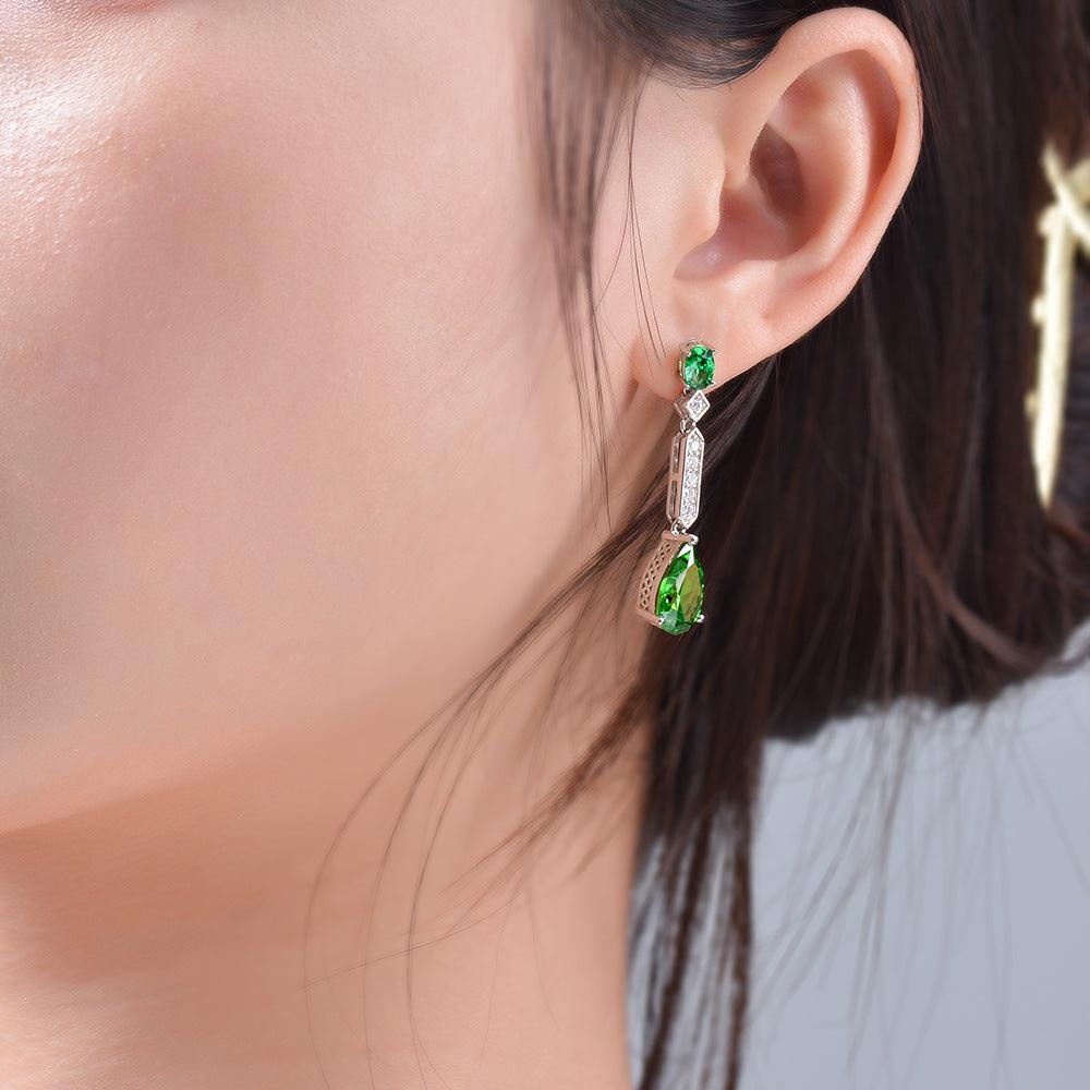 أقراط ماسية سلسلة الزمردEarringsمجوهرات ميون