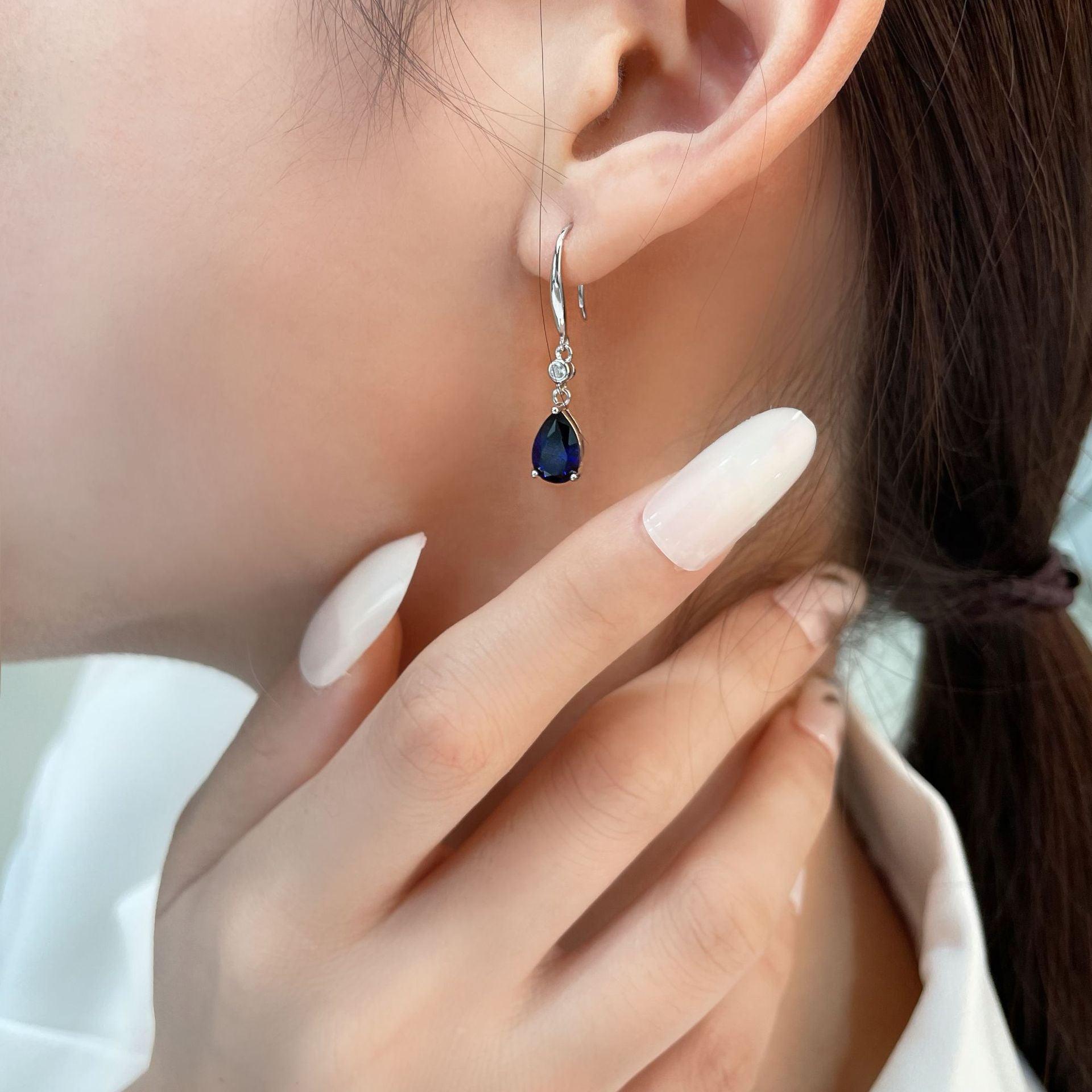 قرط الياقوت الأزرقEarringsمجوهرات ميون