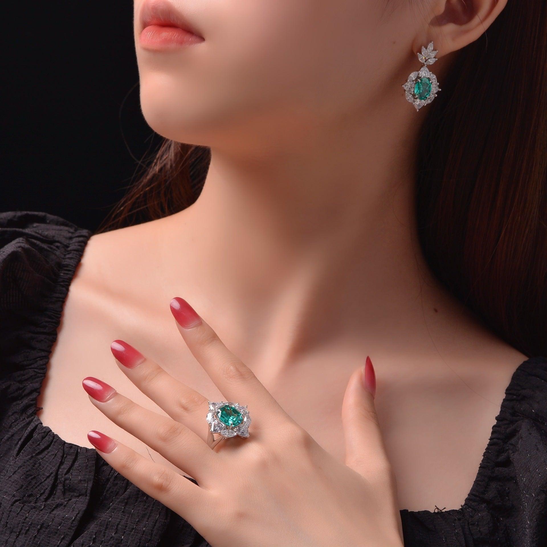 قرط بارايبا الأخضرEarringsمجوهرات ميون