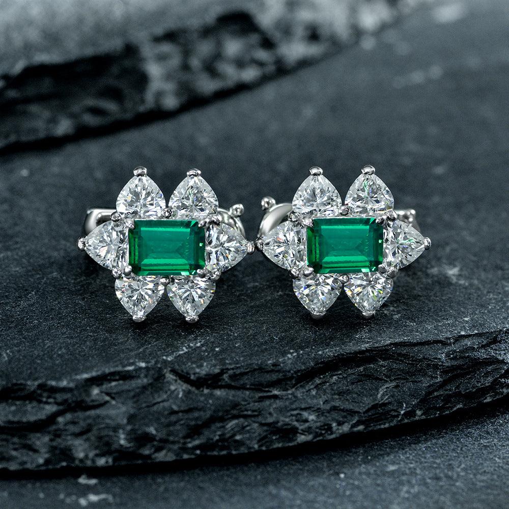 أقراط الزمرد بتصميم زهرةEarringsمجوهرات ميون
