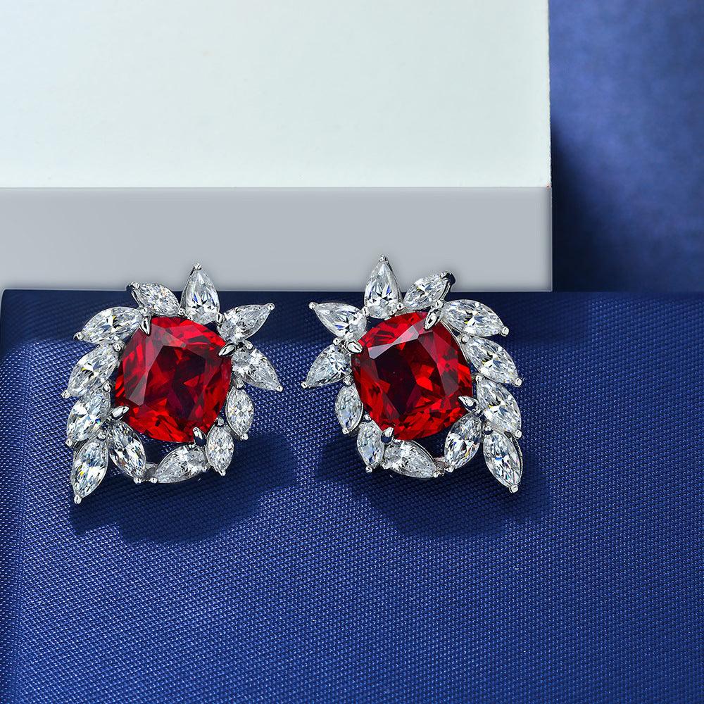 أقراط ماسية على شكل حمامة دم حمراءEarringsمجوهرات ميون