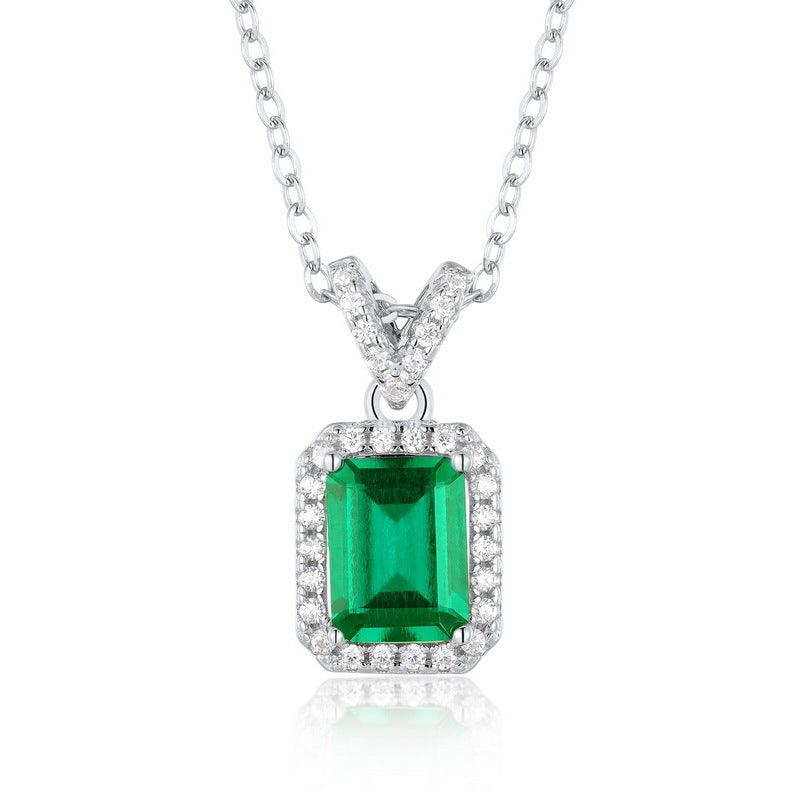 قلادة ريترو فضية فاخرة صغيرة مزروعة الزمردNecklacesمجوهرات ميون