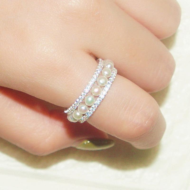 خاتم فضة من اللؤلؤ مرصعRingsمجوهرات ميون