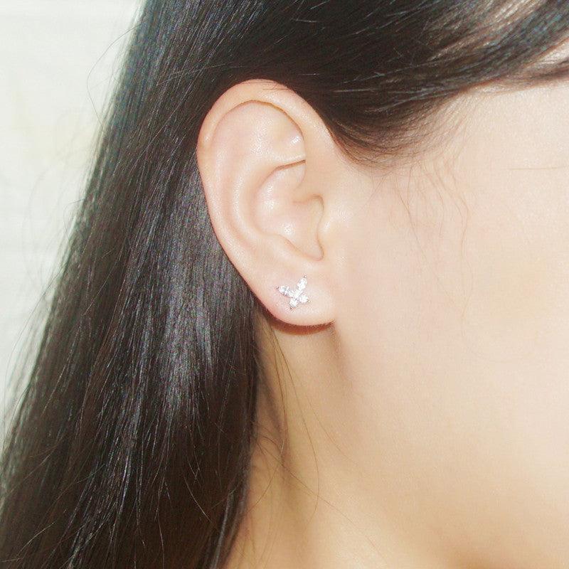 أقراط فراشة مرصع كريستال الماسEarringsمجوهرات ميون
