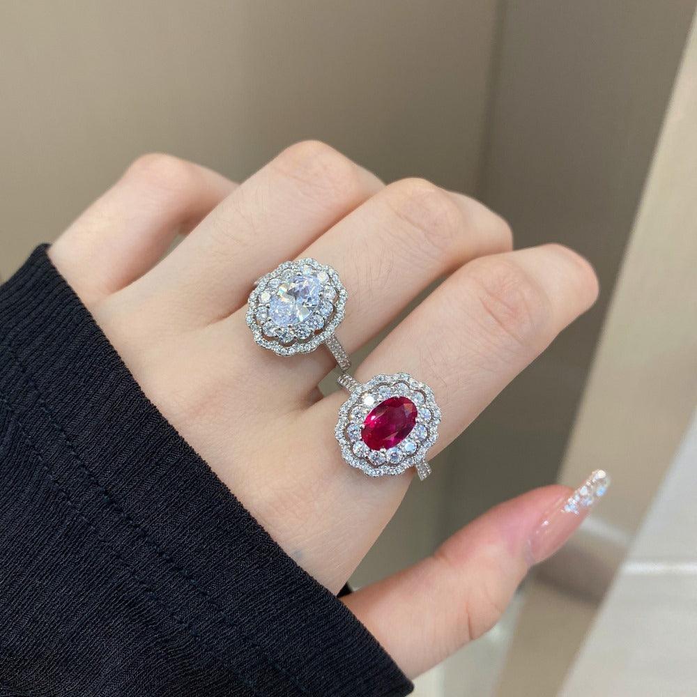 خاتم ياقوت بيضاوي من الفضة الإسترلينيRingsمجوهرات ميون