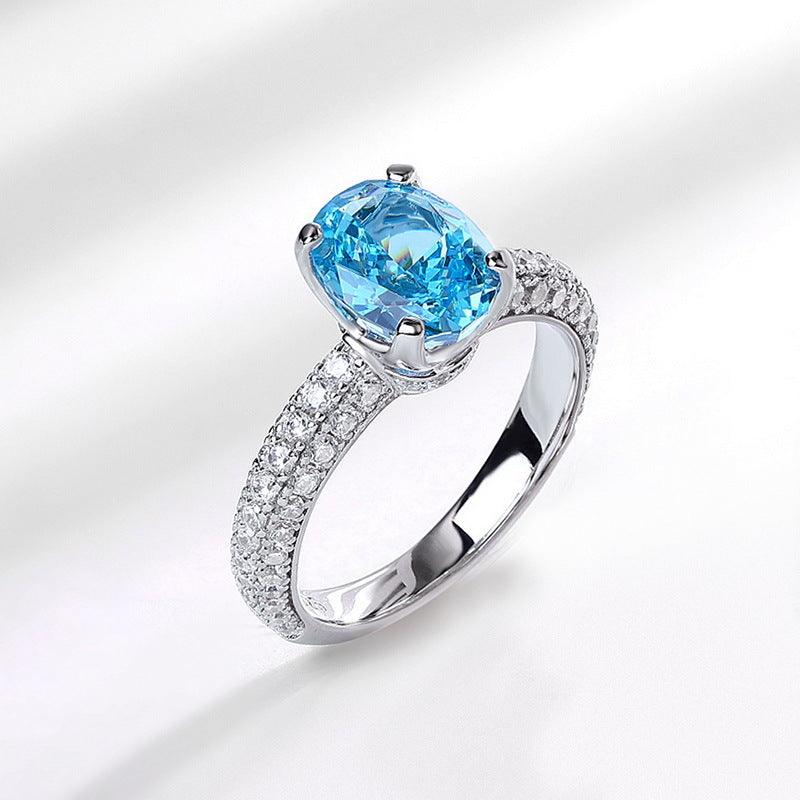 خاتم الماسي من الفضة بسيط على شكل بيضةRingsمجوهرات ميون
