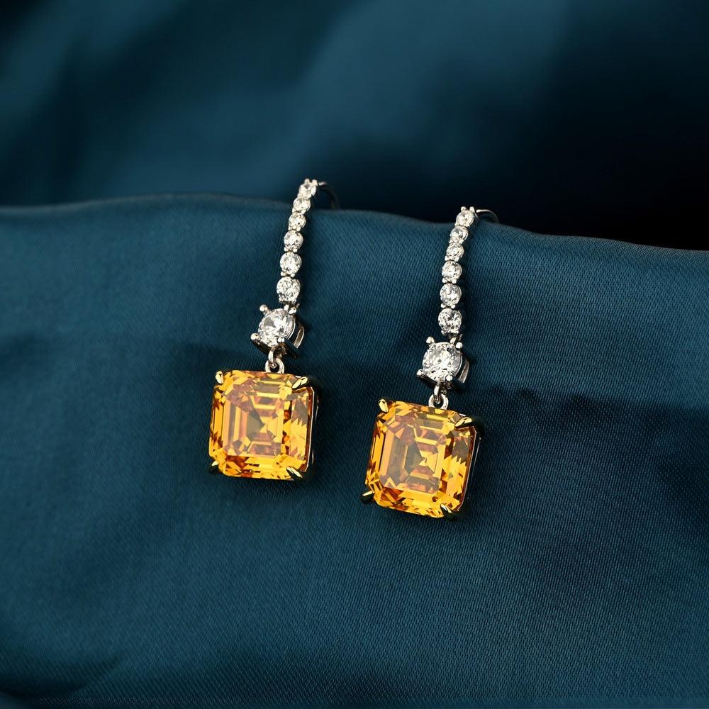 أقراط حجر الزركون الصفراءEarringsمجوهرات ميون