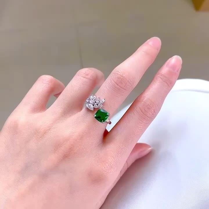 خاتم فضة زمرد جميلRingsمجوهرات ميون