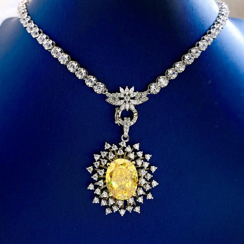 قلادة زهرة الجليد من الفضة عالية الكربون الماس الأصفرNecklacesمجوهرات ميون