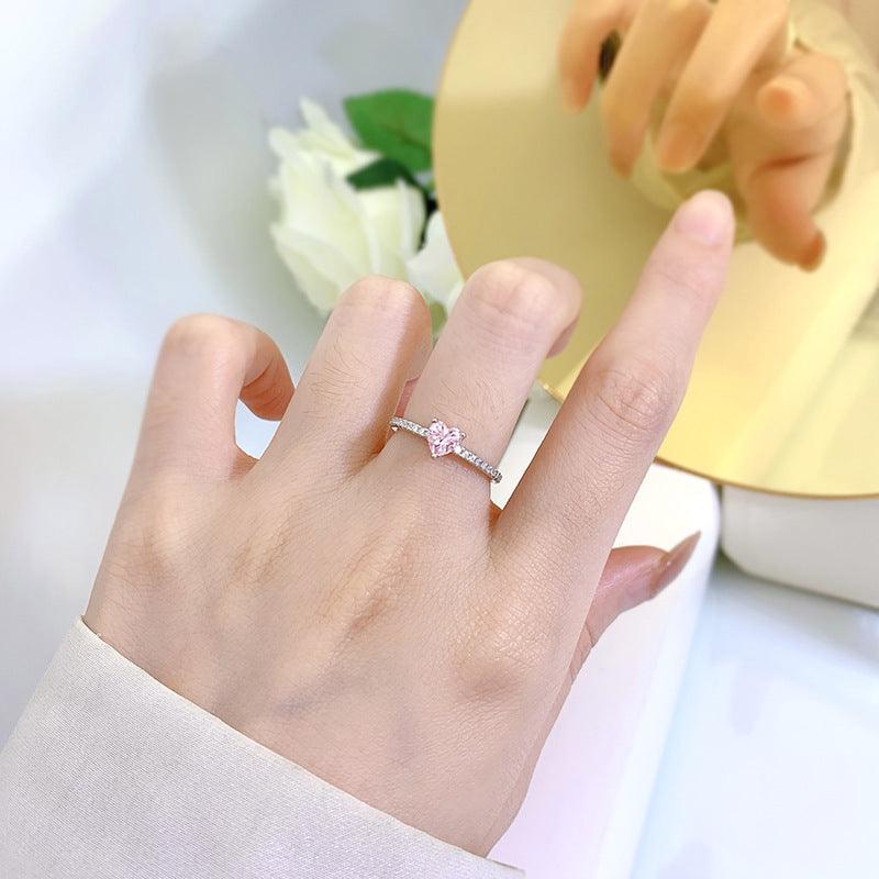 خاتم فضة الماس على شكل قلب 5 * 5Ringsمجوهرات ميون