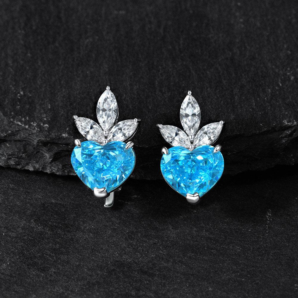 مجوهرات ميون2022 فضة على شكل قلب البحر الأزرقEarringsمجوهرات ميون
