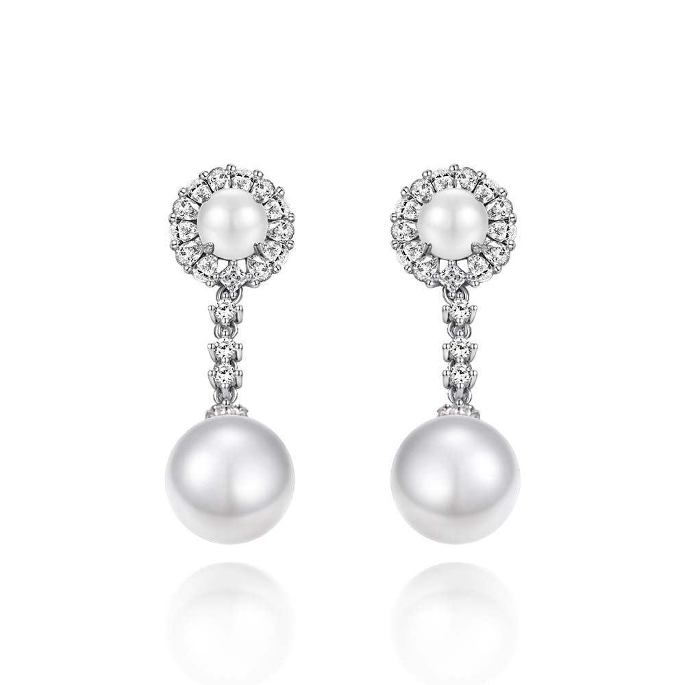أقراط مرصعة بالألماس و اللؤلؤEarringsمجوهرات ميون