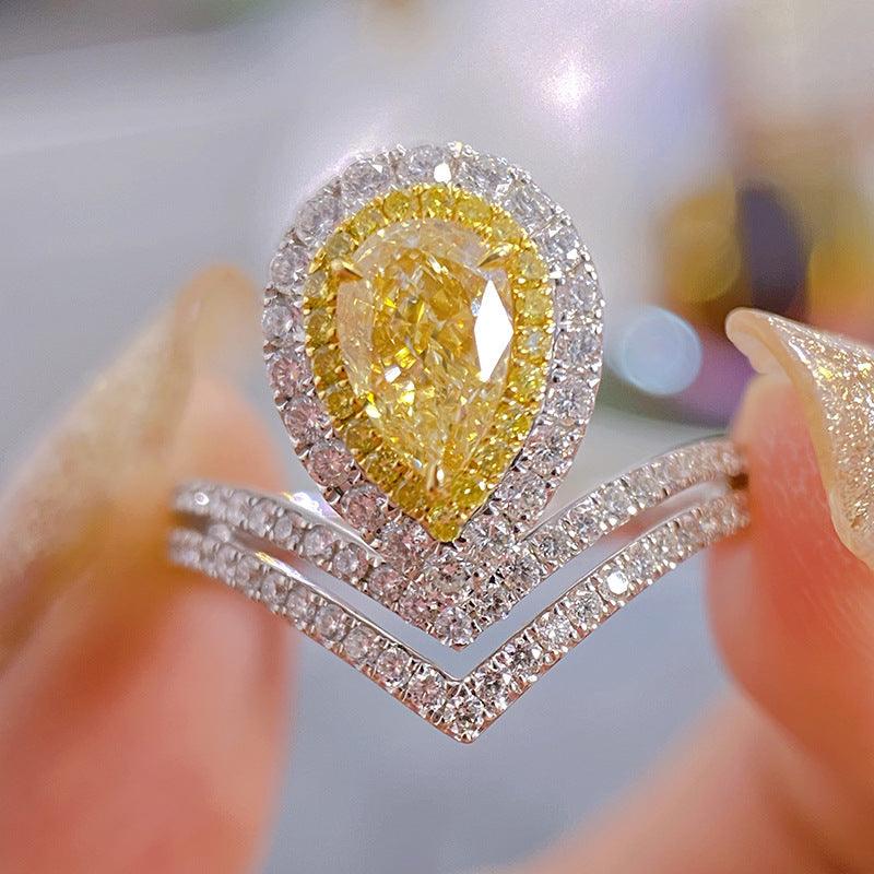 خاتم قطرة ماسية على الطراز الأوروبي والأمريكيRingsمجوهرات ميون