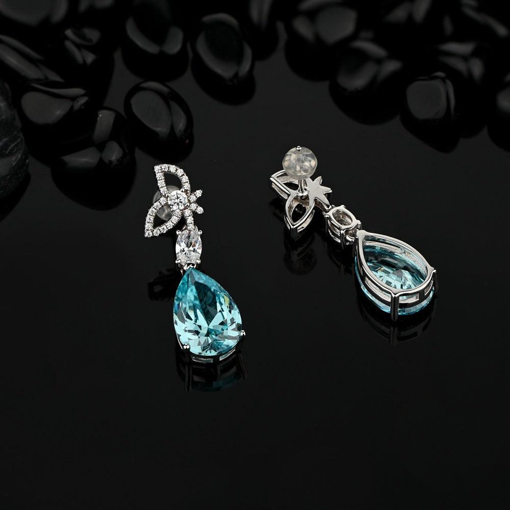 أقراط قطرات الماء الأزرق اللامع الماسيةEarringsمجوهرات ميون
