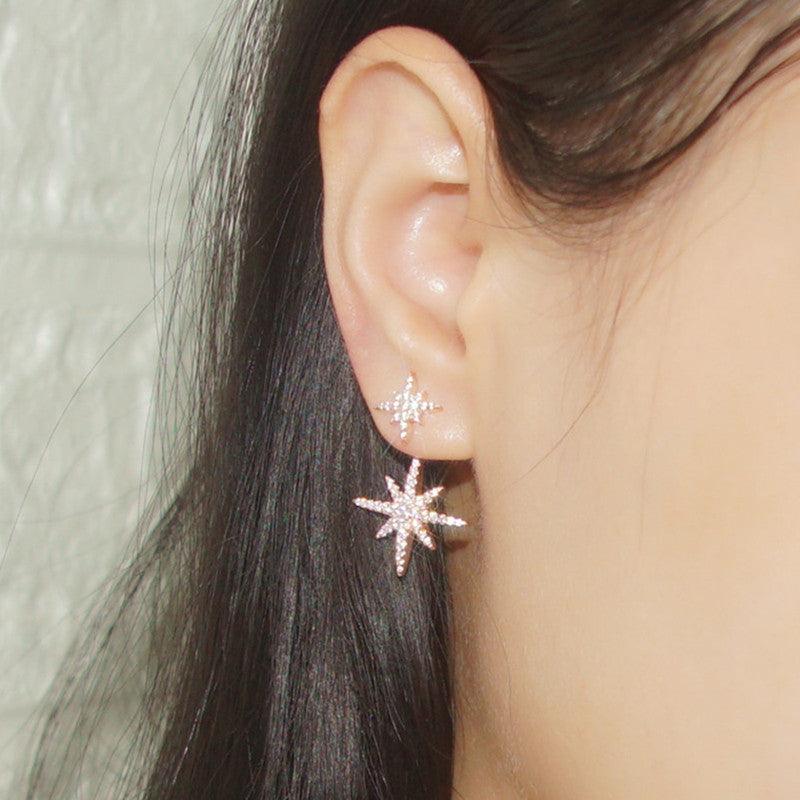 أقراط نجمة من الفضة والالماس المرصعEarringsمجوهرات ميون