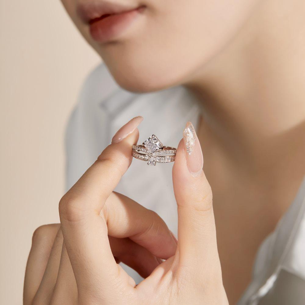 خاتم فضة نسائي مزدوج 1.5 قيراط مربعRingsمجوهرات ميون