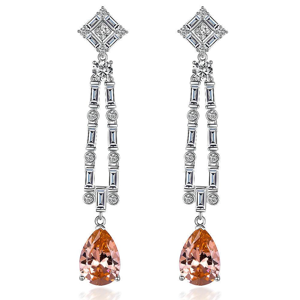 قرط الماسي طويل مرصع بحجر كريمEarringsمجوهرات ميون
