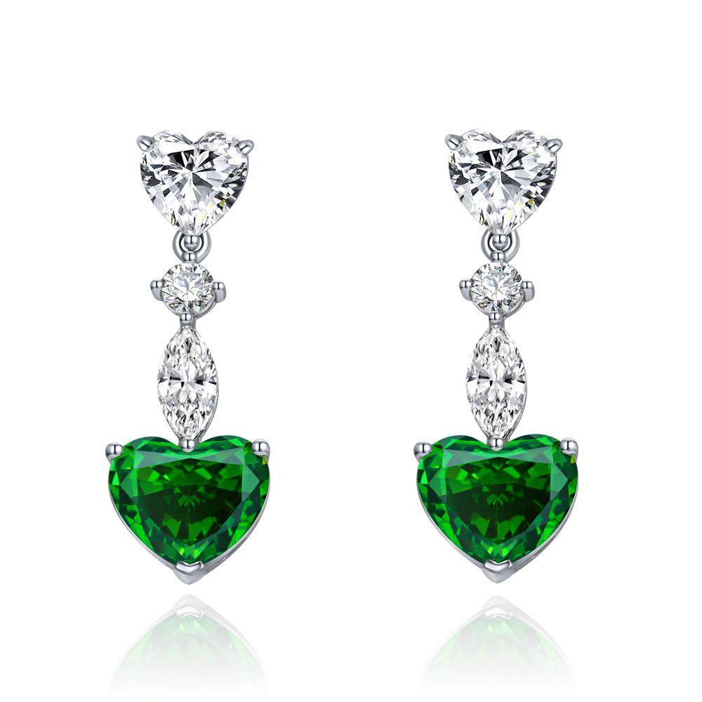 أقراط الزمرد على شكل قلبEarringsمجوهرات ميون