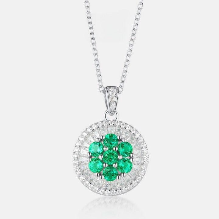 عقد قرص الزمرد من الفضةNecklaceمجوهرات ميون