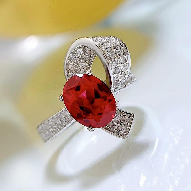 خاتم من الياقوت مرصع بحلقة ريترو 7 * 9 بيضاوية فاخرةRingsمجوهرات ميون